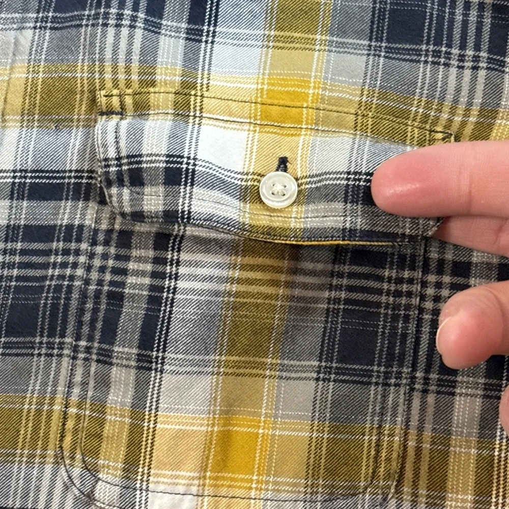 Banana Republic Slim Fit‎ Button Shirt M Yellow Black Plaid Mens